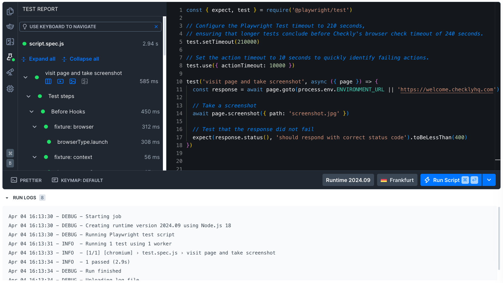 Browser check editor