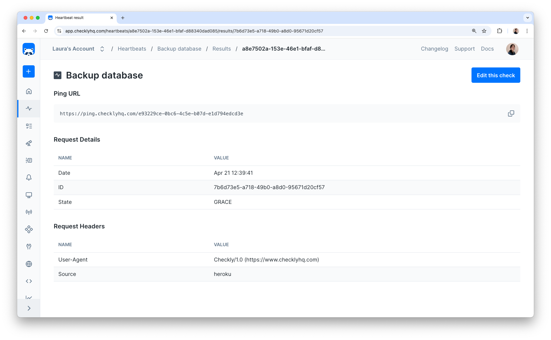 Using the Heartbeat monitor results view